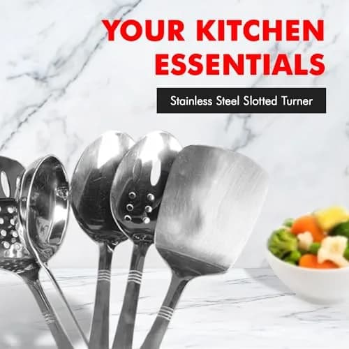 Chef Craft Stainless Steel Slotted Turner | Heavy Gauge, Dishwasher Safe, 12.5 inch thumbnail 5