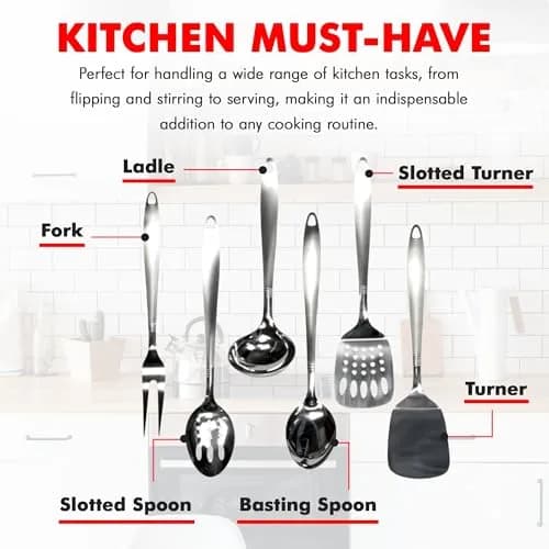Chef Craft Stainless Steel Slotted Turner | Heavy Gauge, Dishwasher Safe, 12.5 inch thumbnail 6