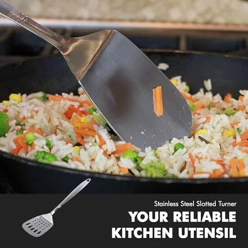 Chef Craft Stainless Steel Slotted Turner | Heavy Gauge, Dishwasher Safe, 12.5 inch thumbnail 3