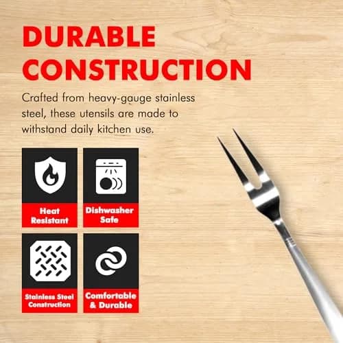 Chef Craft Select Meat Serving Fork 13 inch | Heavy Gauge Stainless Steel with Hanging Hole thumbnail 2