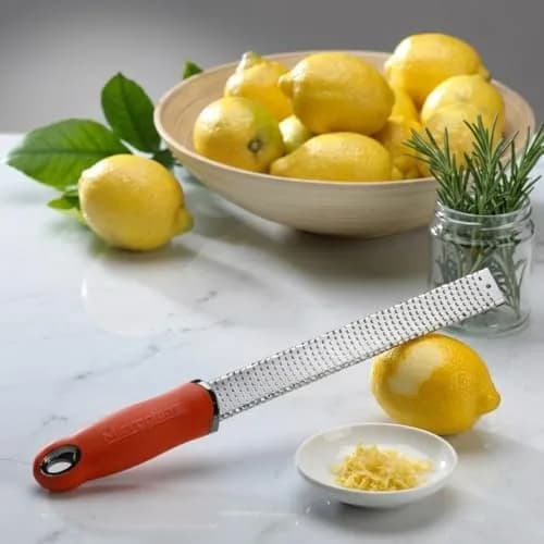 Microplane Classic Red Zester Grater 12 inch (30.5 cm) | Ultra-Sharp Stainless Steel Blades for Citrus Zesting & Cheese Grating thumbnail 2