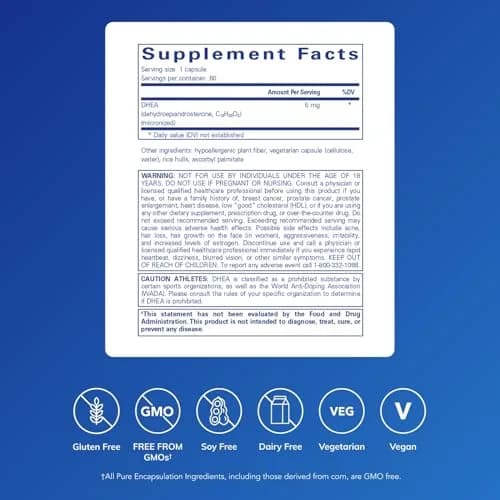 Pure Encapsulations DHEA 5 mg | Nutritional Supplement for Hormone & Immune Support | 60 Capsules thumbnail 2