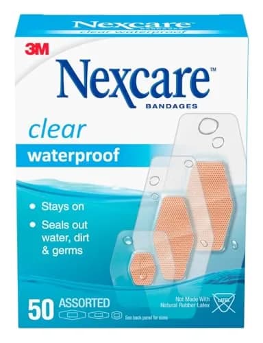 Nexcare Waterproof Clear Bandages Assorted Sizes | 3 Packs, 150 Count thumbnail 1