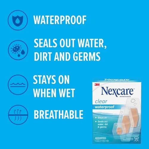 Nexcare Waterproof Clear Bandages Assorted Sizes | 3 Packs, 150 Count thumbnail 3