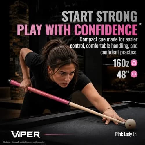 Viper Junior Pink Lady Pool Cue 48" (122cm) | 16 Oz (454g) Two-Piece Maple Hardwood thumbnail 2