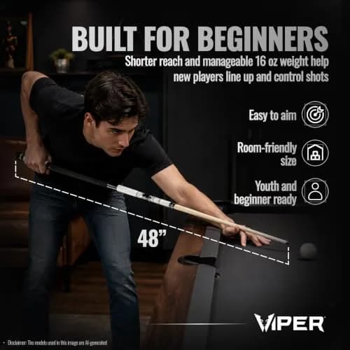 Viper Junior 48" Spider Pool Cue Stick | 16 Oz (454g) Canadian Maple Wood thumbnail 5