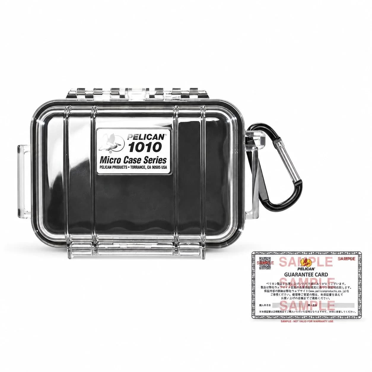 Pelican 1010 Micro Case Black/Clear 13.3cm (5.24" L x 3.23" W x 2.05" H) | IP67 Water Resistant, Crushproof, Dustproof — Black/Clear