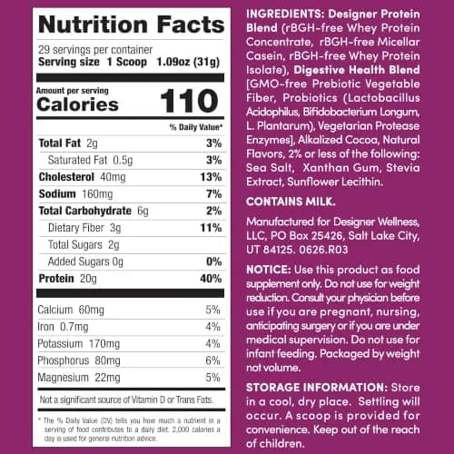 Designer Wellness Double Chocolate Whey Protein Powder 2lb | Natural, GMO-Free, Gluten-Free, Keto Friendly thumbnail 5