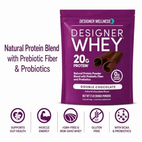 Designer Wellness Double Chocolate Whey Protein Powder 2lb | Natural, GMO-Free, Gluten-Free, Keto Friendly thumbnail 3