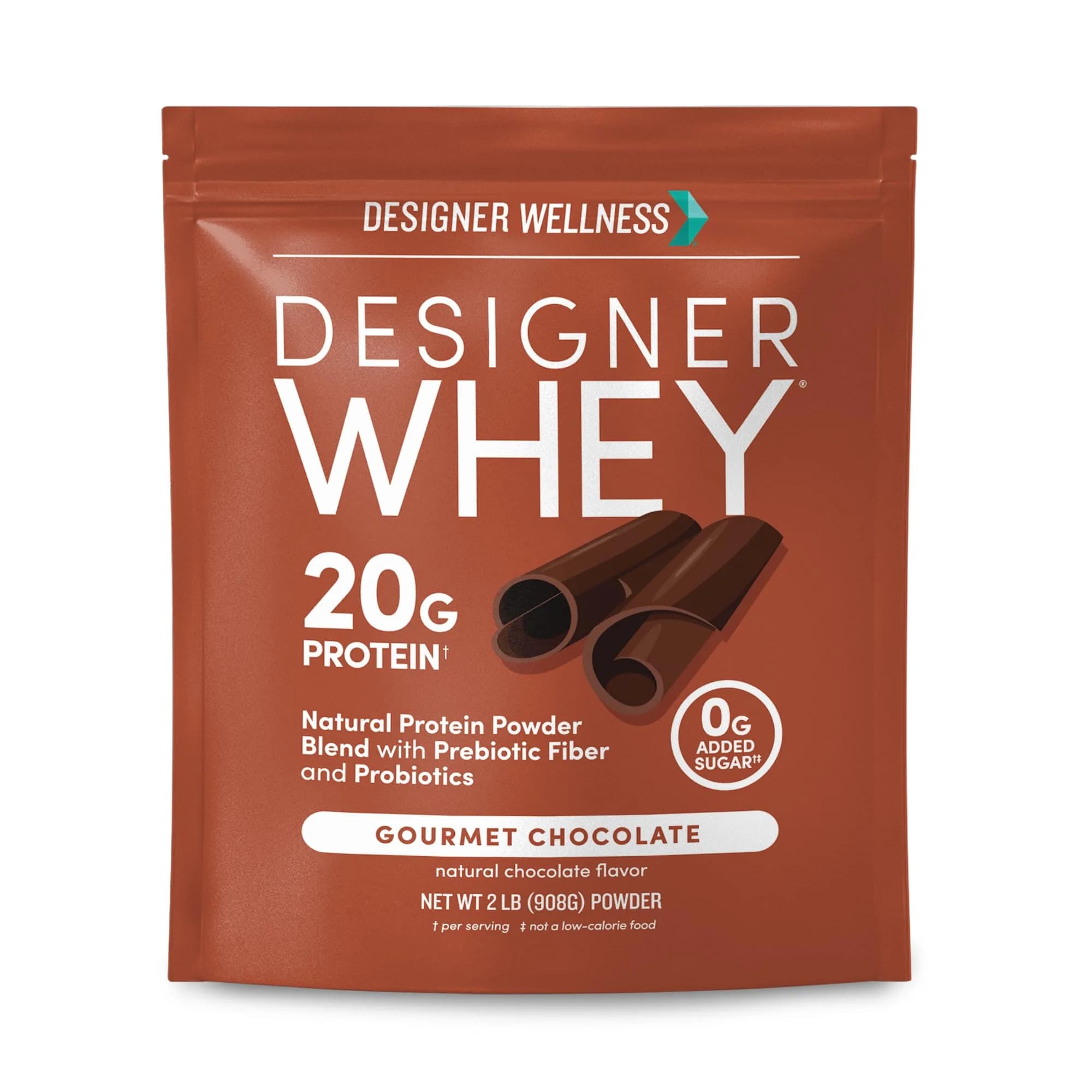 Designer Wellness Chocolate Whey Protein Powder 2 lb | Natural, GMO-Free, Supports Lean Muscle & Recovery