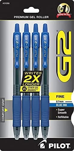 PILOT G2 Premium Gel Roller Pens, Blue Ink, Fine Point, 0.7mm, Pack of 4 | Longest Writing Gel Ink Pen thumbnail 4