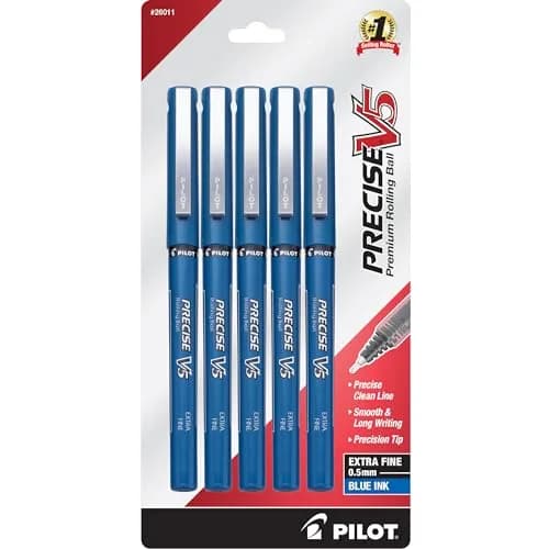 PILOT Precise V5 Extra Fine Point 0.5 mm Blue Pens | Smooth, Accurate & Fade-Resistant (70-120 chars) thumbnail 1