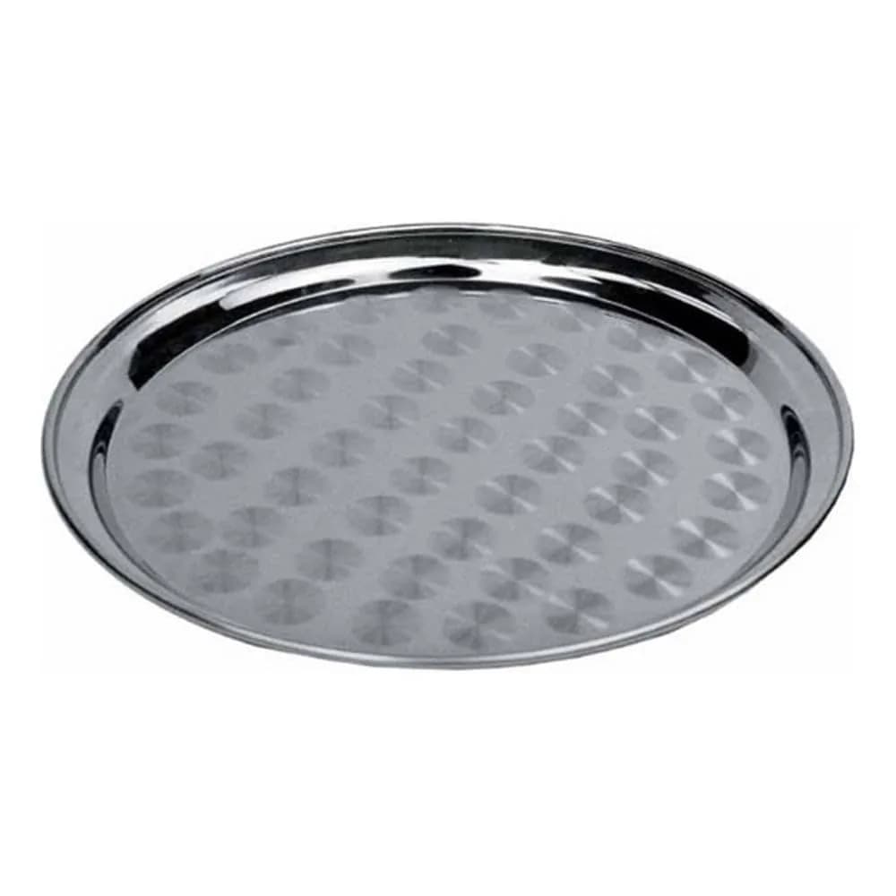 Winco 16" Round Stainless Steel Tray | Deep Lipped, Corrosion Resistant Serving Dish — Stainless Steel