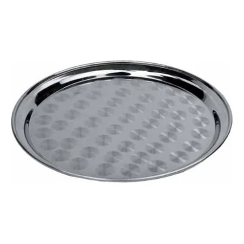 Winco 16" Round Stainless Steel Tray | Deep Lipped, Corrosion Resistant Serving Dish thumbnail 1