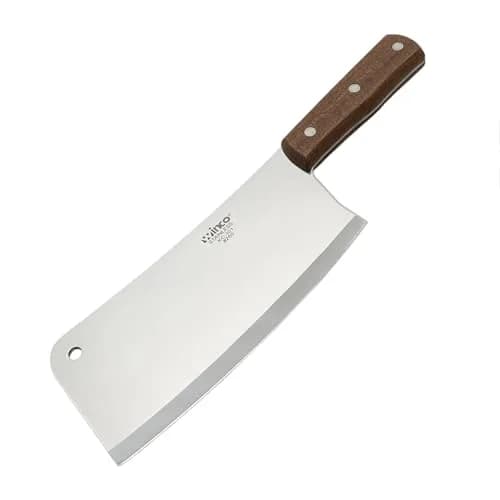 Winco 8" (20.3 cm) Chinese Stainless Steel Cleaver with Wooden Handle | Heavy Duty Bone Chopper thumbnail 3