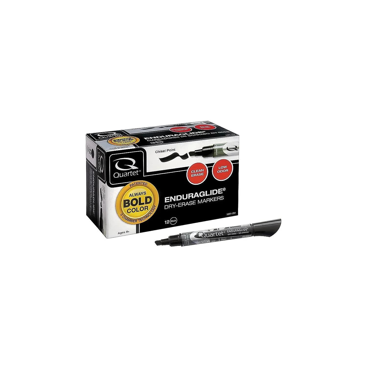 Quartet EnduraGlide Dry Erase Markers, Chisel Tip, Black, 12 Pack | Versatile Writing - view 5