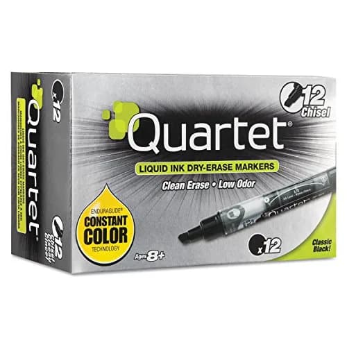 Quartet EnduraGlide Dry Erase Markers, Chisel Tip, Black, 12 Pack | Versatile Writing thumbnail 1