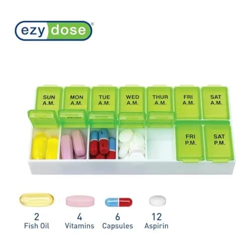 EZY DOSE Weekly AM/PM Pill Organizer Medium Case 14 Compartments | FDA Approved Pill Dispenser thumbnail 4