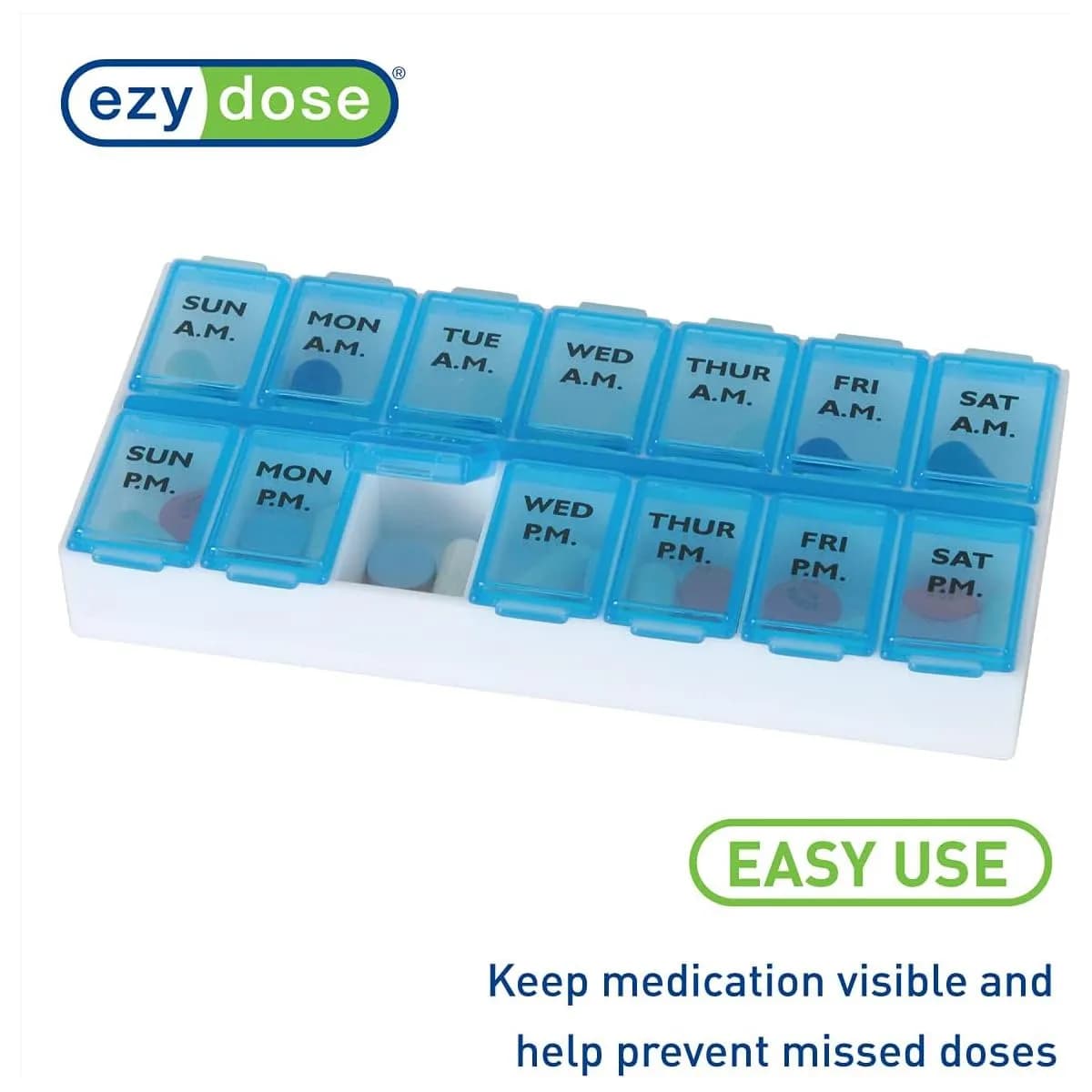 EZY DOSE Weekly AM/PM Pill Organizer Medium Case 14 Compartments | FDA Approved Pill Dispenser - view 5