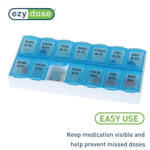 EZY DOSE Weekly AM/PM Pill Organizer Medium Case 14 Compartments | FDA Approved Pill Dispenser thumbnail 5