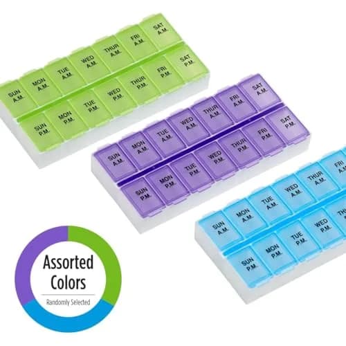 EZY DOSE Weekly AM/PM Pill Organizer Medium Case 14 Compartments | FDA Approved Pill Dispenser thumbnail 2