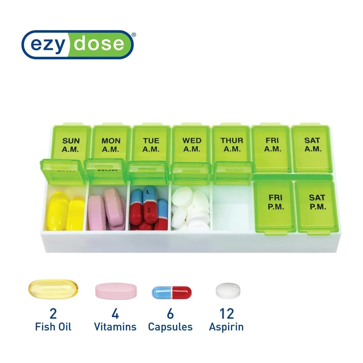 EZY DOSE Weekly AM/PM Pill Organizer Medium Case 14 Compartments | FDA Approved Pill Dispenser - view 4