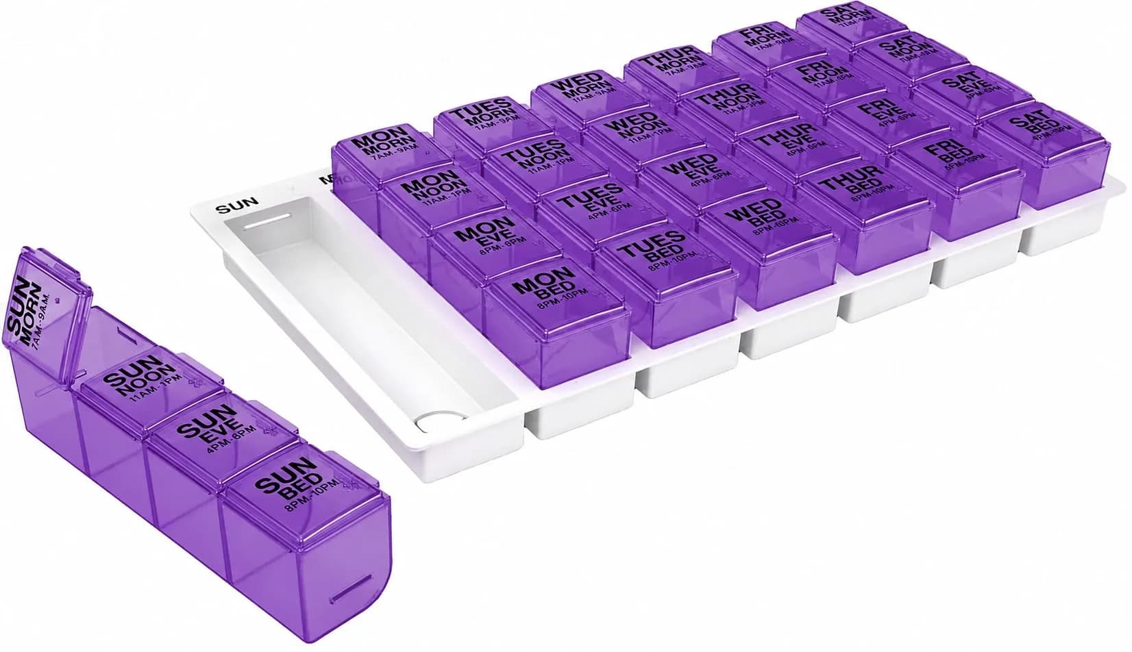 EZY DOSE Weekly Pill Organizer Large 7-Day Medicine Planner | 4 Compartments per Day - main product image