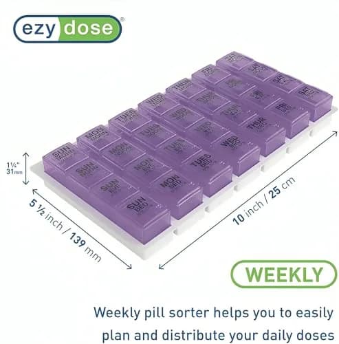 EZY DOSE Weekly Pill Organizer Large 7-Day Medicine Planner | 4 Compartments per Day thumbnail 2