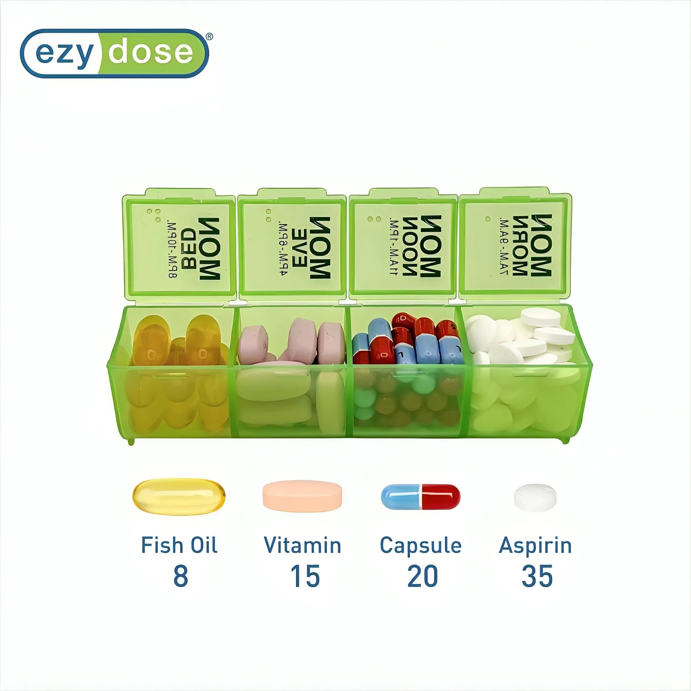 EZY DOSE Weekly Pill Organizer Large 7-Day Medicine Planner | 4 Compartments per Day - view 3