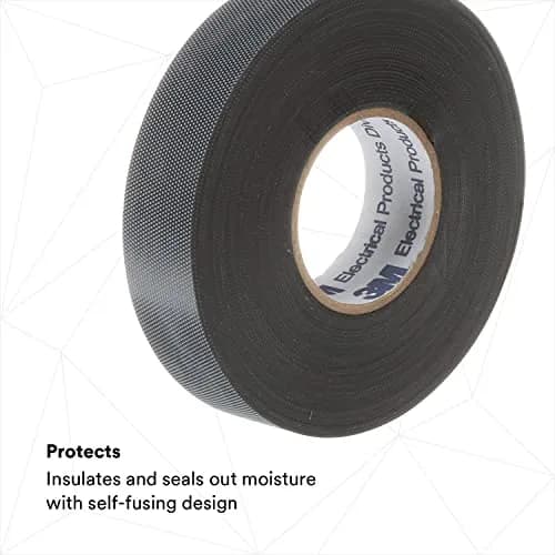 3M Temflex Rubber Splicing Tape 2155, 3.8 cm x 6.7 m (1-1/2 in x 22 ft) Black | Insulates Up to 600V thumbnail 3