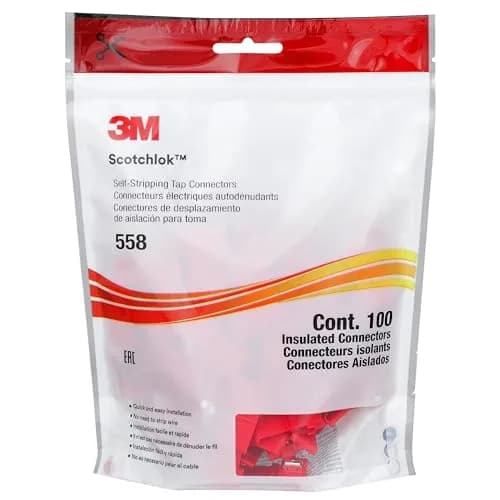 3M Scotchlok Electrical IDC 558 Connector 22-16 AWG Red 100-Pack | Self-Stripping Insulation Displacement Connector thumbnail 1