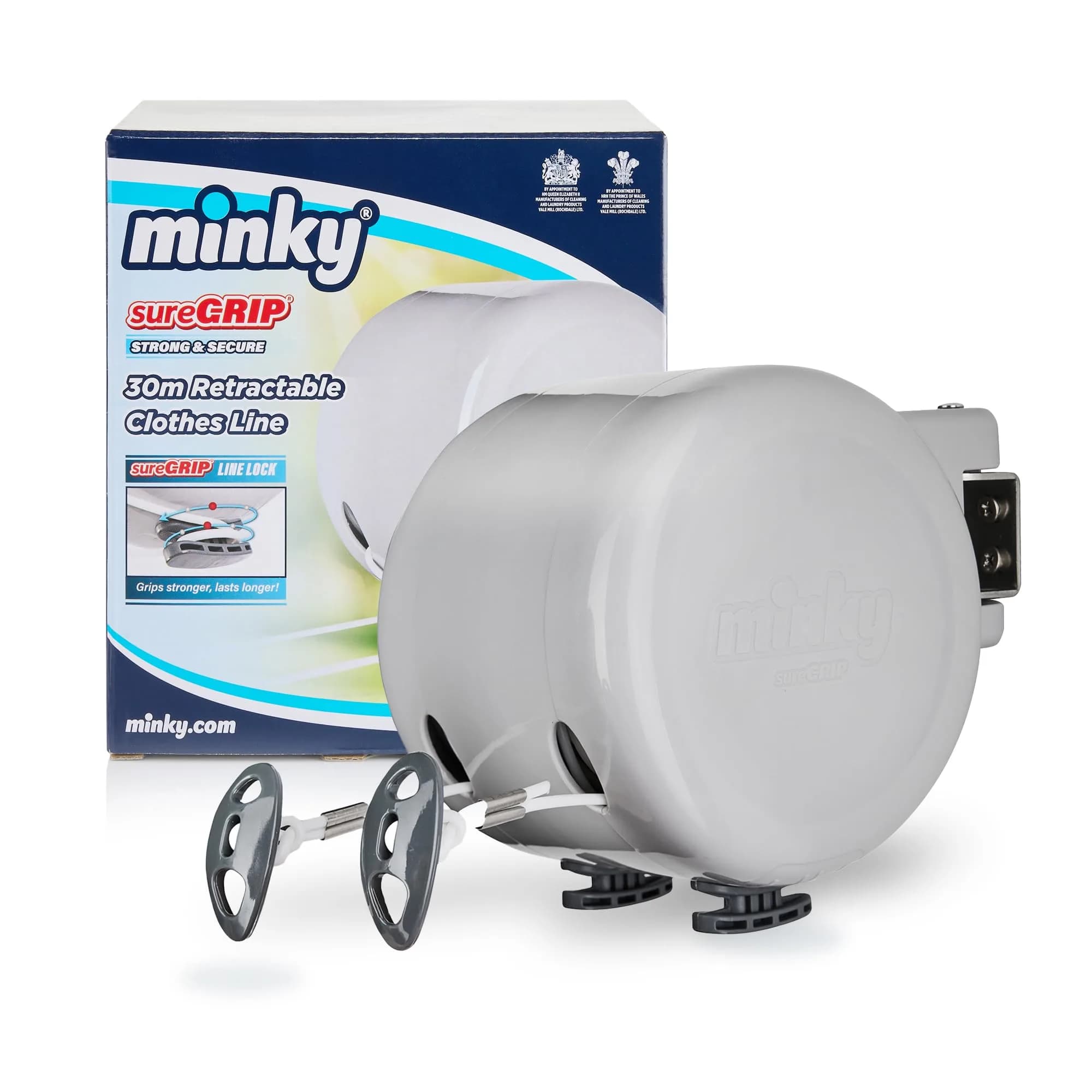 Minky Homecare Dual Retractable Clothesline 30m (98 Feet) | Heavy Duty PVC Coated Line for Outdoor Drying