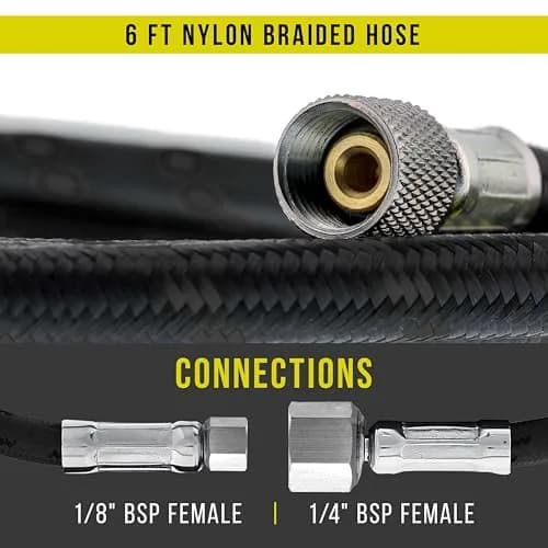 Master Airbrush Premium 6 Foot Nylon Braided Airbrush Hose with 1/8" & 1/4" Fittings thumbnail 2