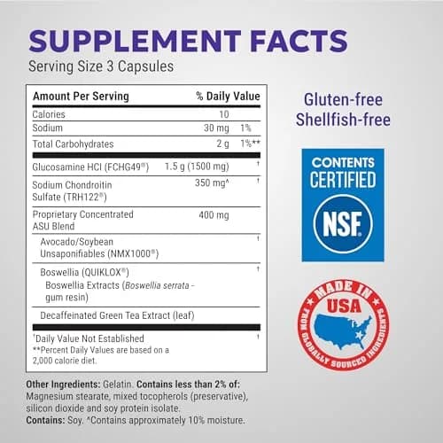 Nutramax Cosamin ASU Joint Health Supplement 90 Capsules | Faster-Acting Formula with Glucosamine, Chondroitin, ASU, and Boswellia thumbnail 2