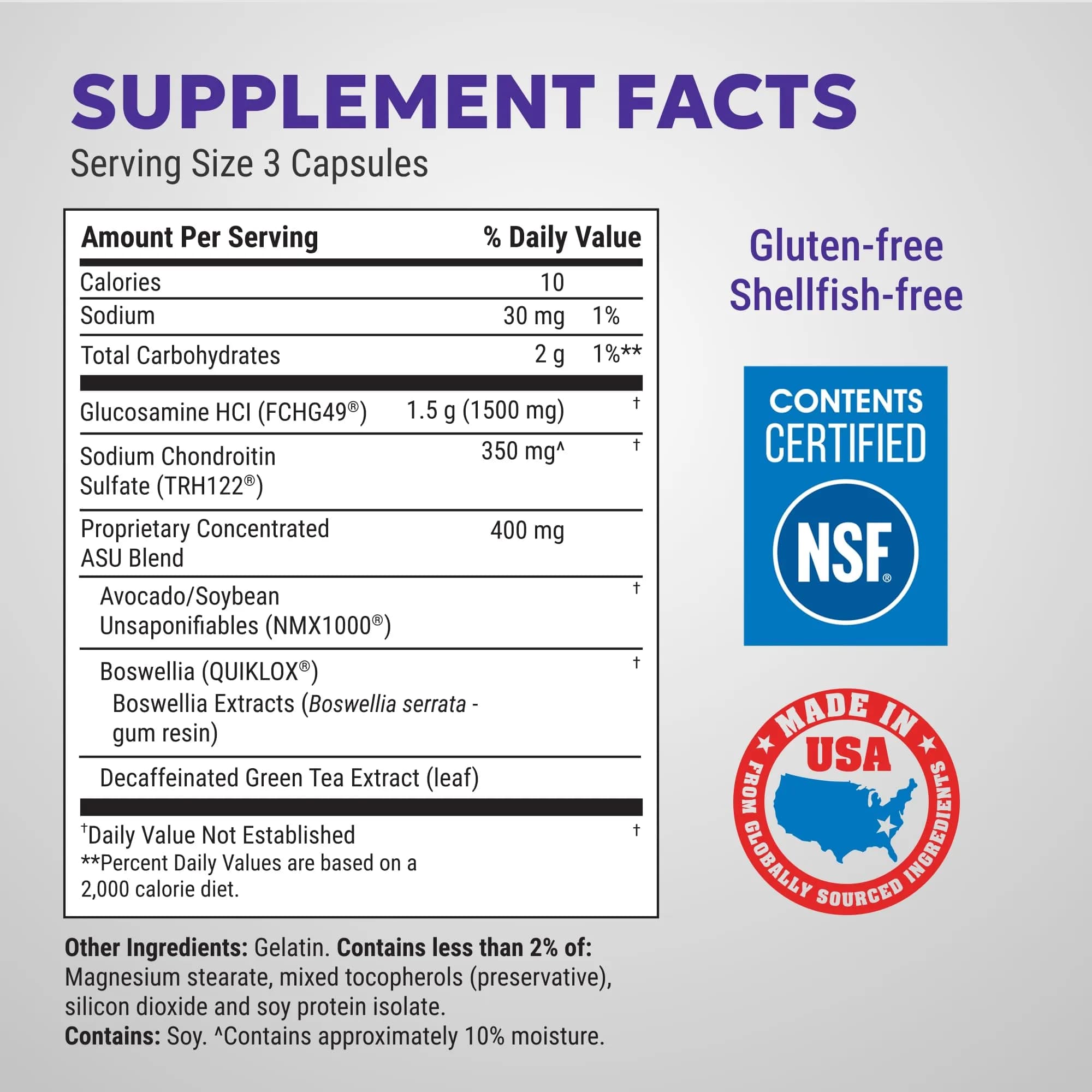 Nutramax Cosamin ASU Joint Health Supplement 90 Capsules | Faster-Acting Formula with Glucosamine, Chondroitin, ASU, and Boswellia - view 2