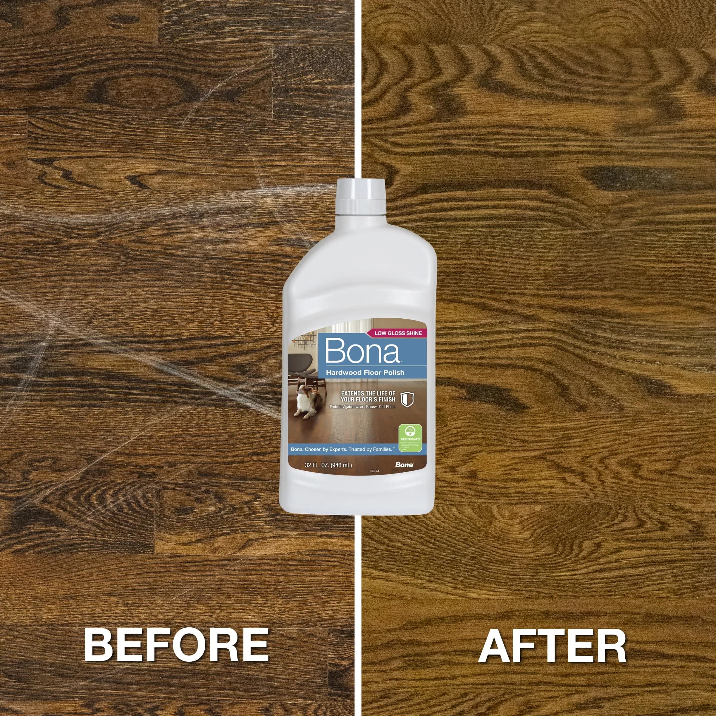 Bona Hardwood Floor Polish 946ml (32 fl oz) | Low Gloss Shine for Polyurethane Finished Floors - view 6
