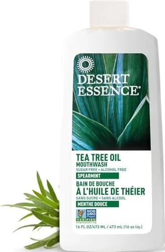 Desert Essence Tea Tree Oil Mouthwash 16 fl oz | Alcohol-Free Spearmint Oral Care thumbnail 1