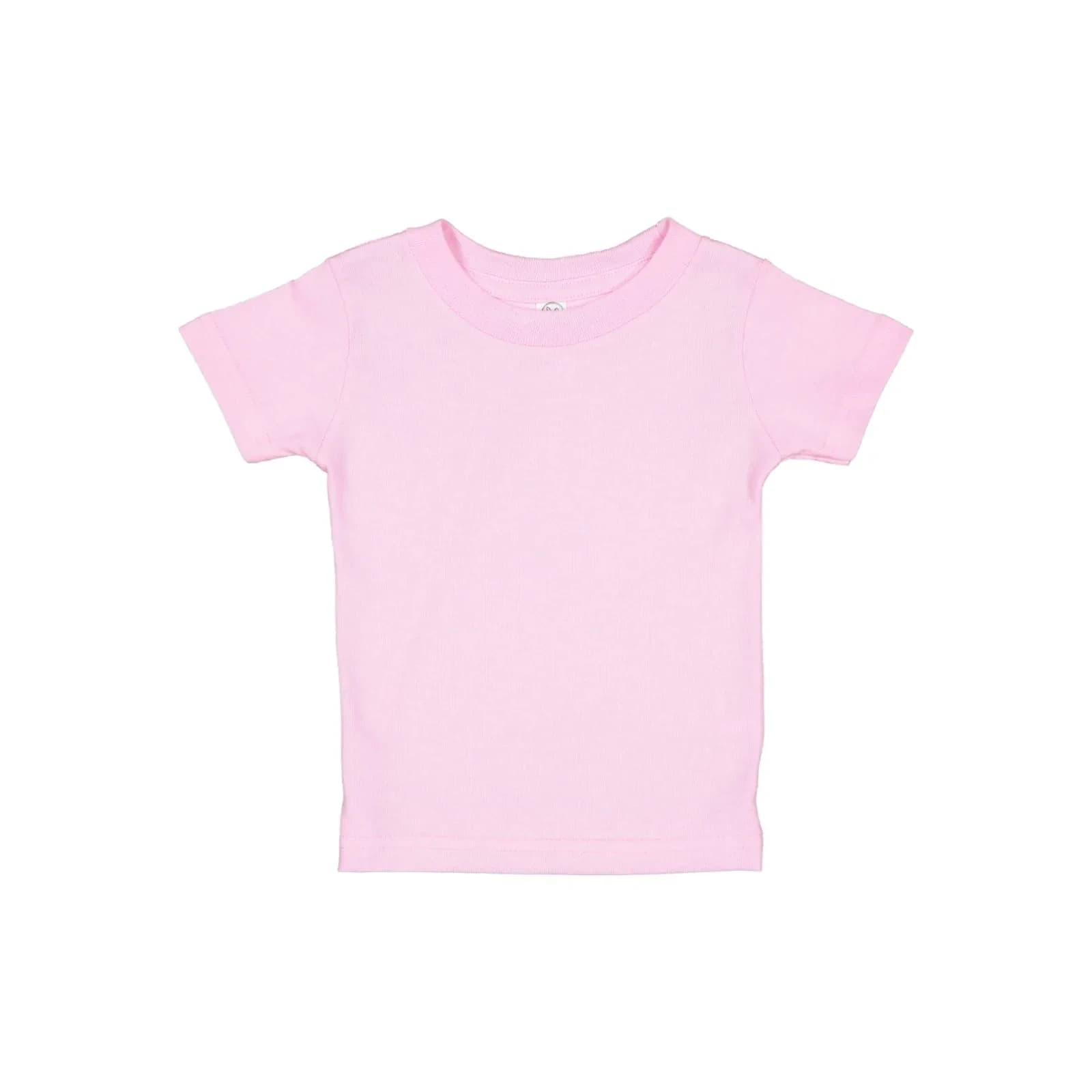 RABBIT SKINS Infant 100% Cotton Jersey Short Sleeve Tee Light Blue 12 Months | Soft & Breathable for Everyday Wear — Pink
