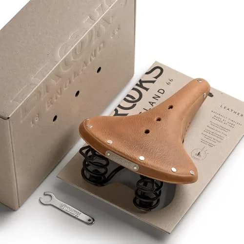 Brooks England B67 Softened Leather Bike Saddle | Handmade with Suspension Springs, Dark Tan, One Size thumbnail 5