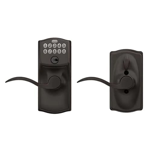 Schlage Electronic Keypad Lock, Camelot Lever Handle, Aged Bronze | Keyless Security for Homes & Offices thumbnail 6