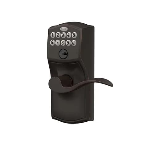Schlage Electronic Keypad Lock, Camelot Lever Handle, Aged Bronze | Keyless Security for Homes & Offices thumbnail 3