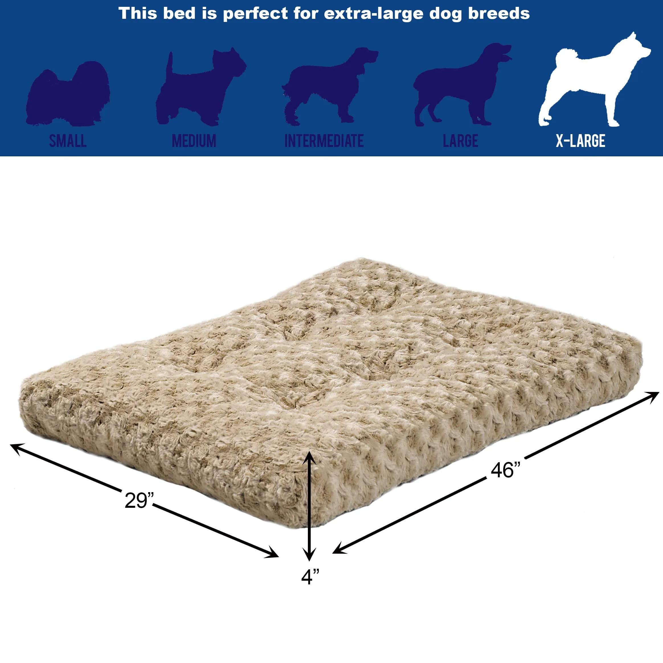 MidWest Homes for Pets XL QuietTime Deluxe Mocha Ombré Swirl Plush Pet Bed, Machine Washable, Non-Skid Bottom, Soft Crate Mat for 48-inch Crates - view 2