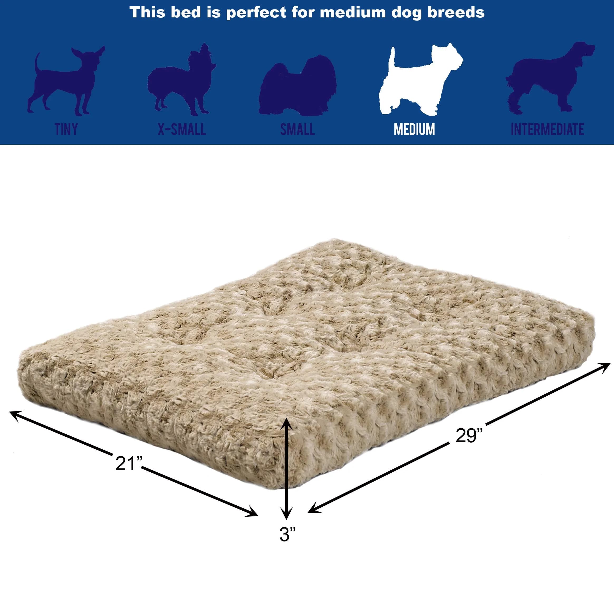 MidWest Homes for Pets Medium Mocha Ombré Swirl Plush Pet Bed 71cm x 51cm (28" x 20") | Cozy Crate Mat for Dogs & Cats - view 4