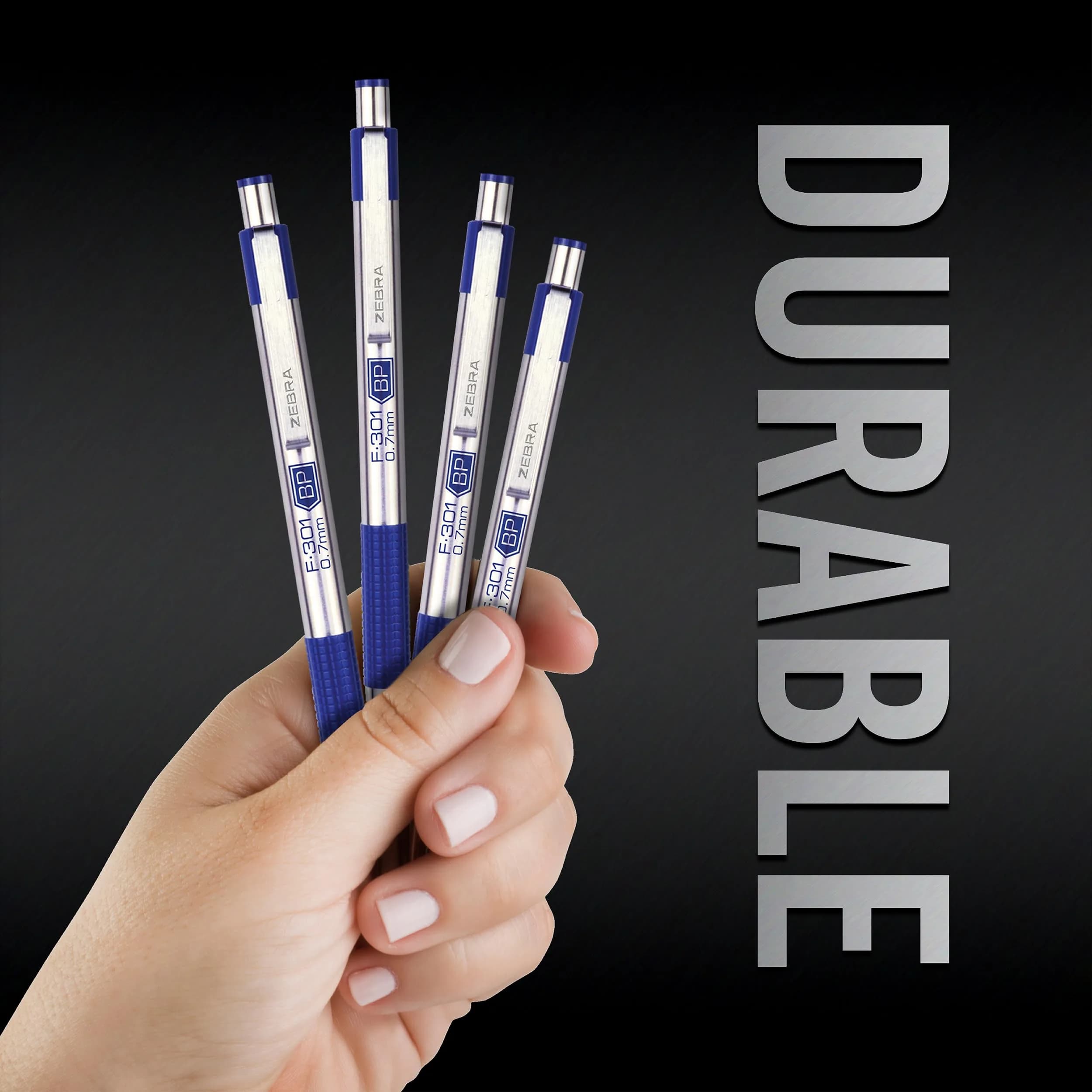 Zebra Pen F-301 Signature Series Retractable Ballpoint Pen, 0.7mm Black Ink, Blue D Barrel, Single Pen - view 2