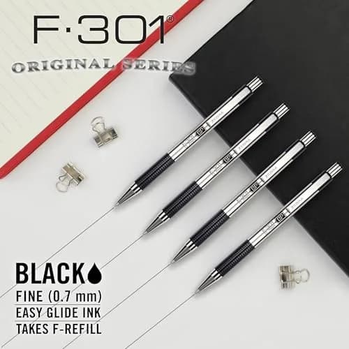 Zebra Pen F-301 Ballpoint Pen 0.7mm Fine Point, Black Ink, 12-Pack | Smooth Writing Instrument thumbnail 3