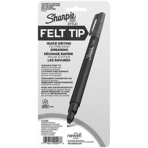Sharpie Felt Tip Medium Point Black Pens, Drawing & Writing Pens | 4 Count (Pack of 1) thumbnail 8