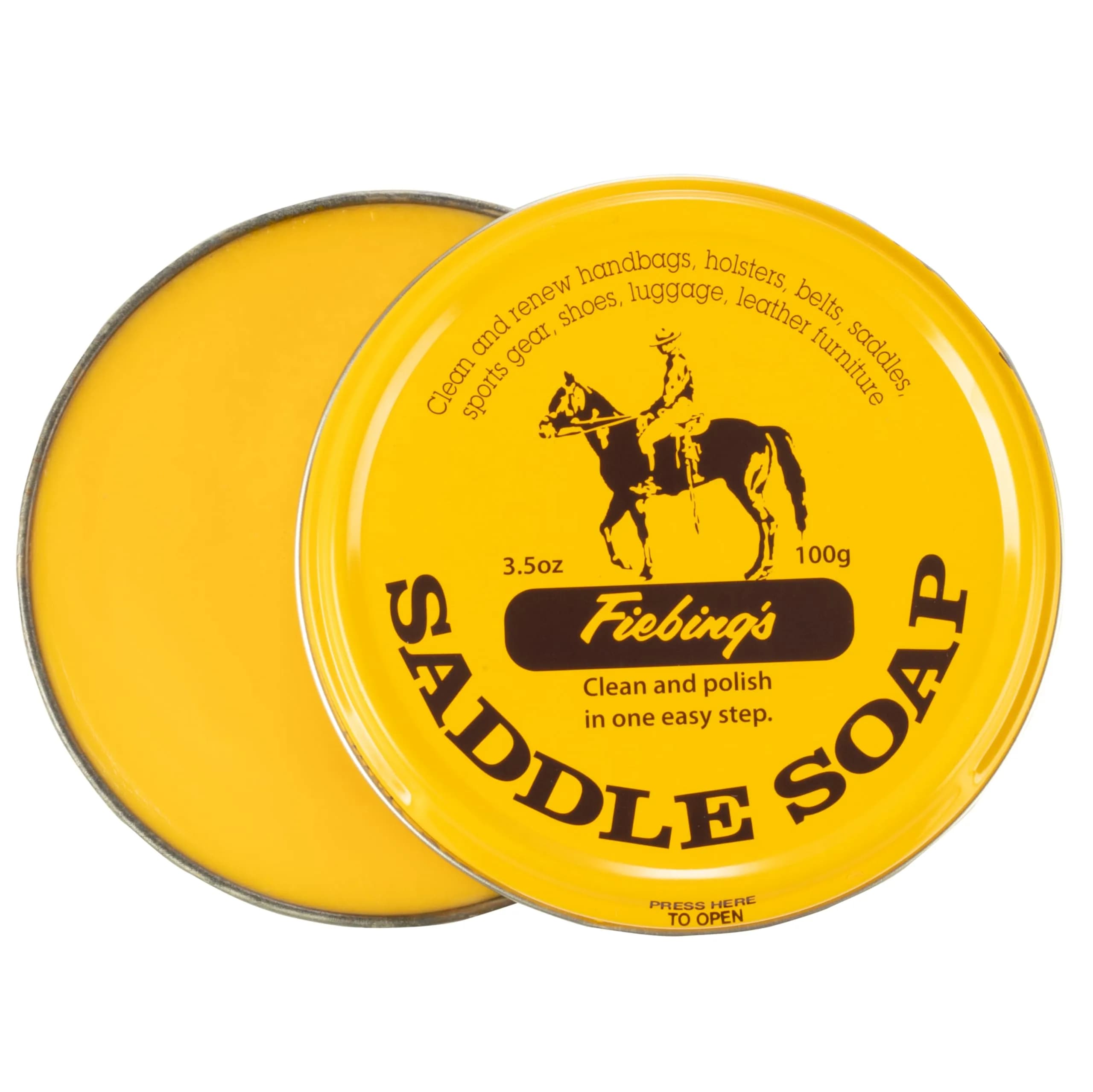 Fiebing's Yellow Saddle Soap 3.5 oz (100 ml) | Cleans, Conditions & Restores Smooth Leather — Yellow