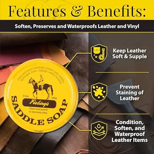 Fiebing's Yellow Saddle Soap 3.5 oz (100 ml) | Cleans, Conditions & Restores Smooth Leather thumbnail 3