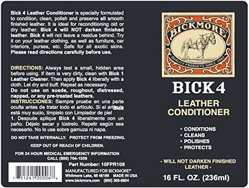 Bickmore Bick 4 Leather Conditioner & Cleaner 473ml (16 fl oz) | Won't Darken Smooth Finished Leather thumbnail 8