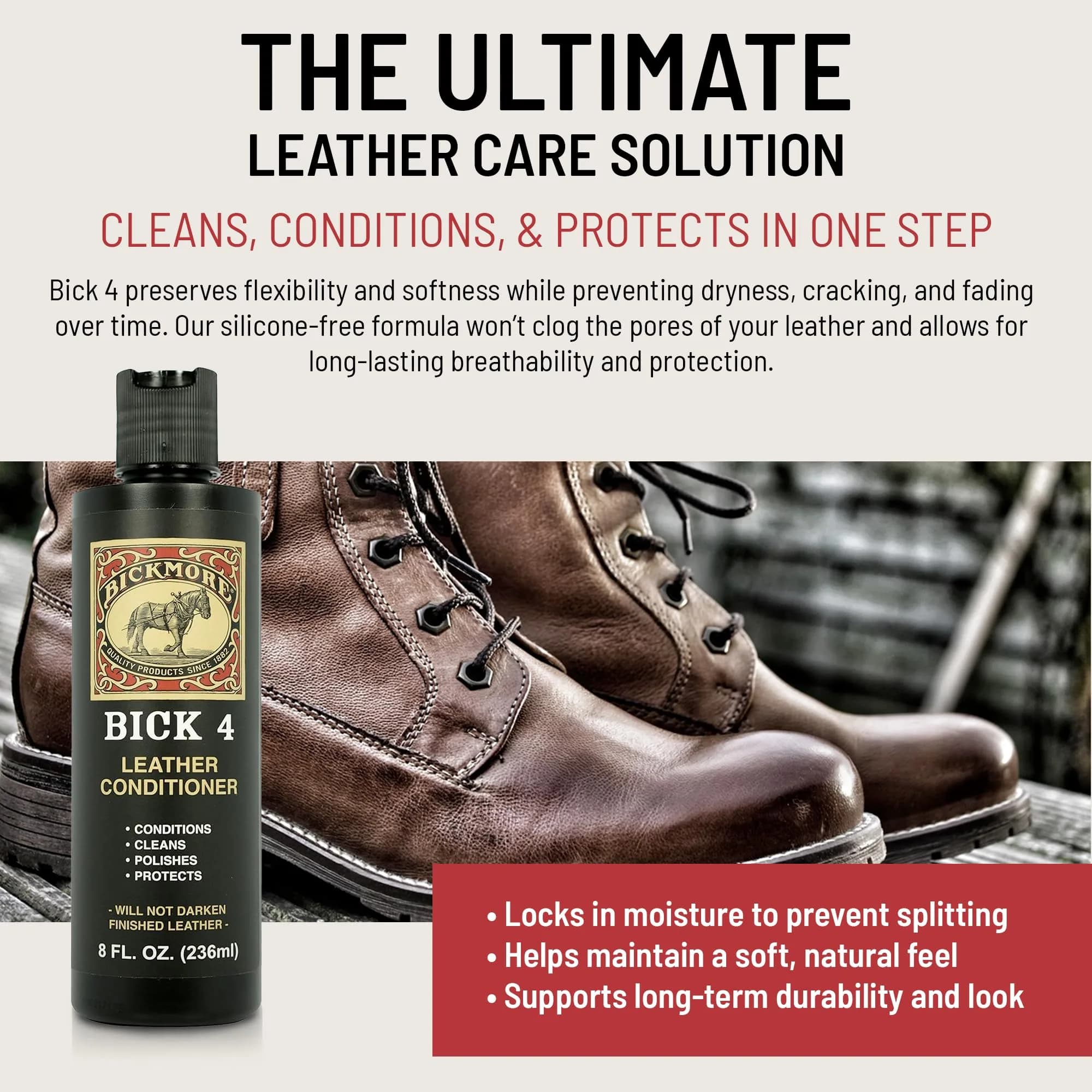 Bickmore Bick 4 Leather Conditioner & Cleaner 473ml (16 fl oz) | Won't Darken Smooth Finished Leather - view 3